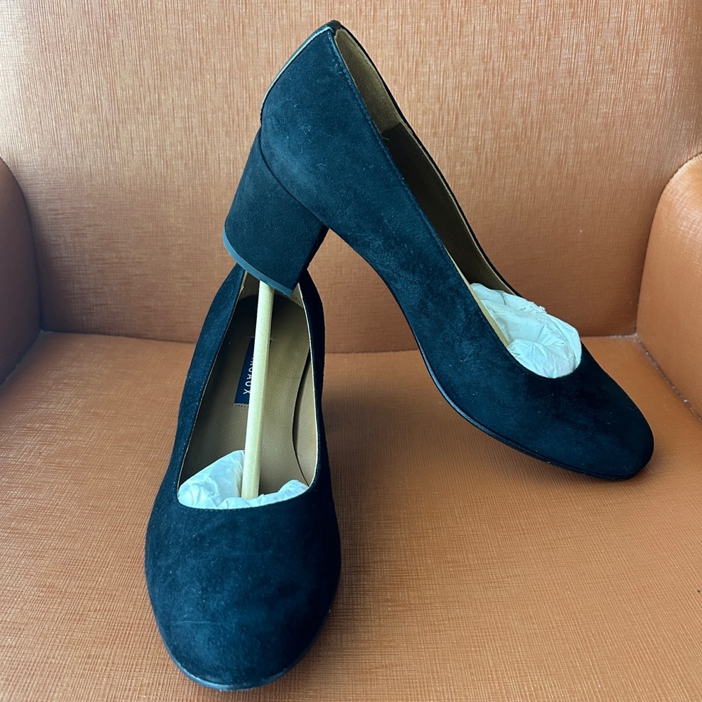 Margaux Black Suede Block Heels NWT